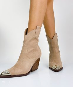 Donna DORATON Srl | Sissie - Stivaletti Texani Punta In Metallo Khaki