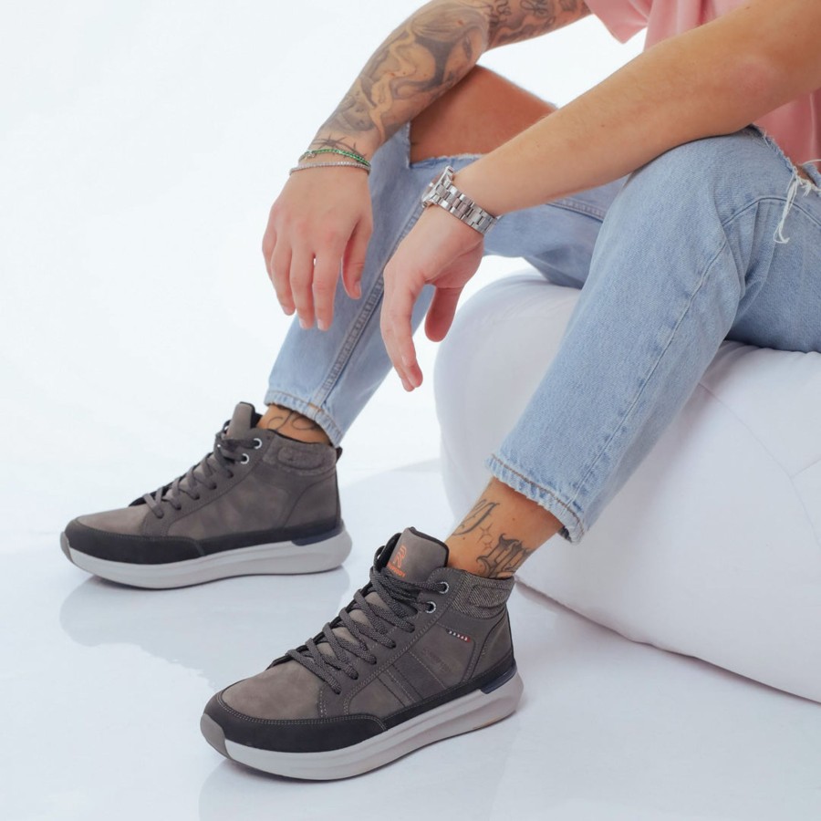 Uomo DORATON Srl | Denis - Sneakers Uomo Alta Grigio