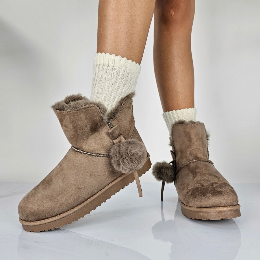 Donna DORATON Srl | Gullan - Stivaletti Donna Invernnali Con Ecopelliccia Khaki