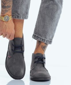 Uomo DORATON Srl | Darwin - Desert Boots Uomo In Vera Pelle Scamosciata Grigio Scuro