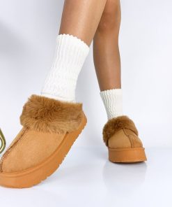 Donna DORATON Srl | Mona - Sabot Donna Invernale Con Ecopelliccia Camel