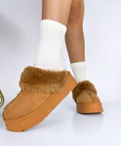 Donna DORATON Srl | Mona - Sabot Donna Invernale Con Ecopelliccia Camel