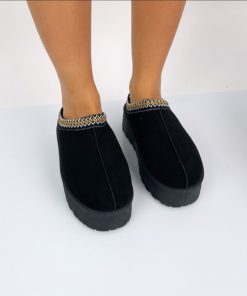 Donna DORATON Srl | Ronja - Sabot Donna Invernali Con Ecopelliccia Nero