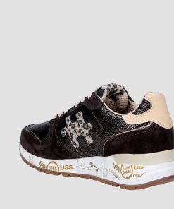 Donna DORATON Srl | Lorelle - Sneakers Donna In Pelle E Tessuto Made In Italy Tdm/Bronzo/Maculato