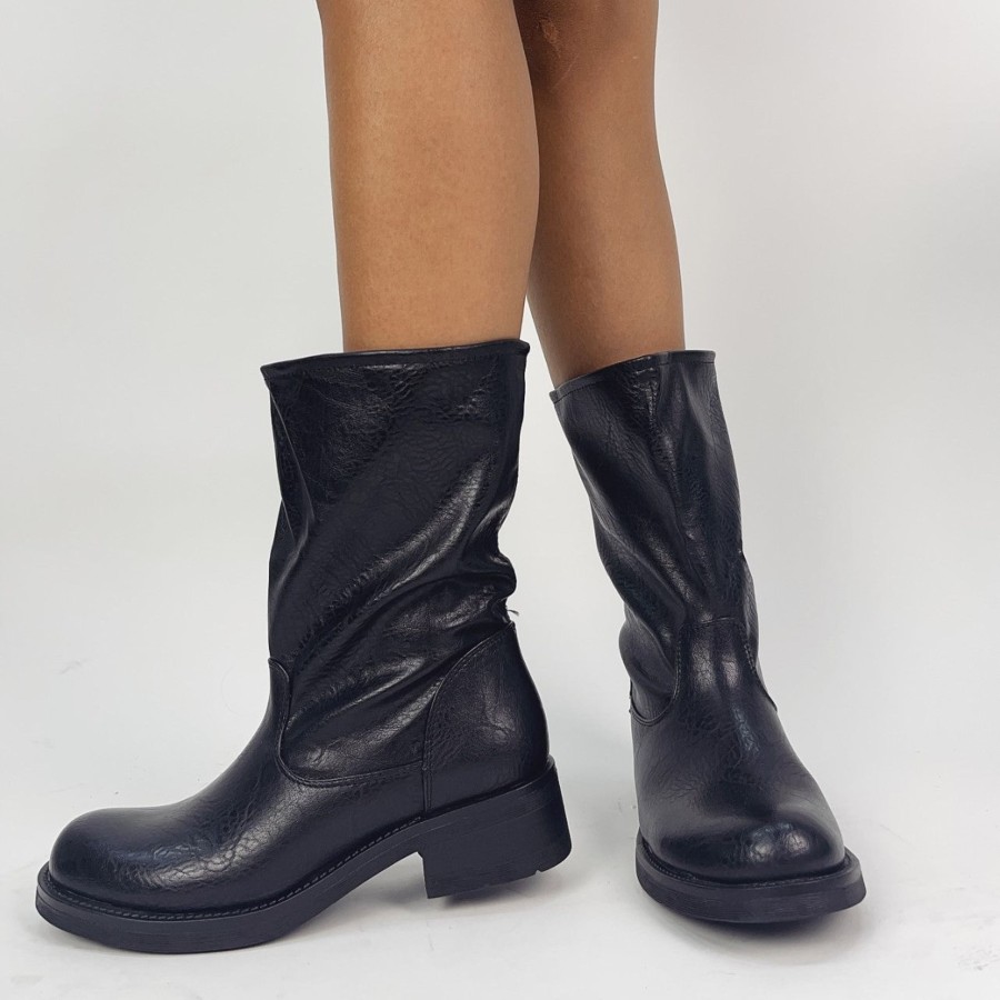 Donna DORATON Srl | Maddalena - Stivaletti Bikers Donna Tacco 5 Cm Nero