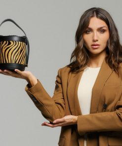 Donna DORATON Srl | Tokio - Borsa Donna A Mano E Tracolla In Vera Pelle Zebrato Fango