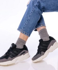 Donna DORATON Srl | Adidas - Yung-96 - Sneakers Donna In Pelle Scamosciata E Tessuto Nero/Grigio