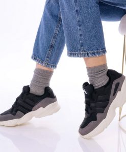 Donna DORATON Srl | Adidas - Yung-96 - Sneakers Donna In Pelle Scamosciata E Tessuto Nero/Grigio