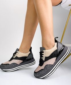 Donna DORATON Srl | Seraphina - Sneakers Donna Glitterate Nero/Oro