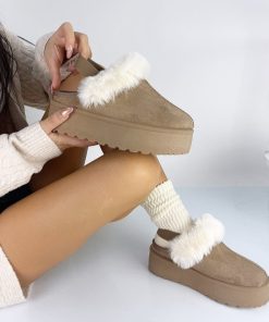 Donna DORATON Srl | Saffie - Ciabatte Con Elastico Ed Eco Pelliccia Khaki