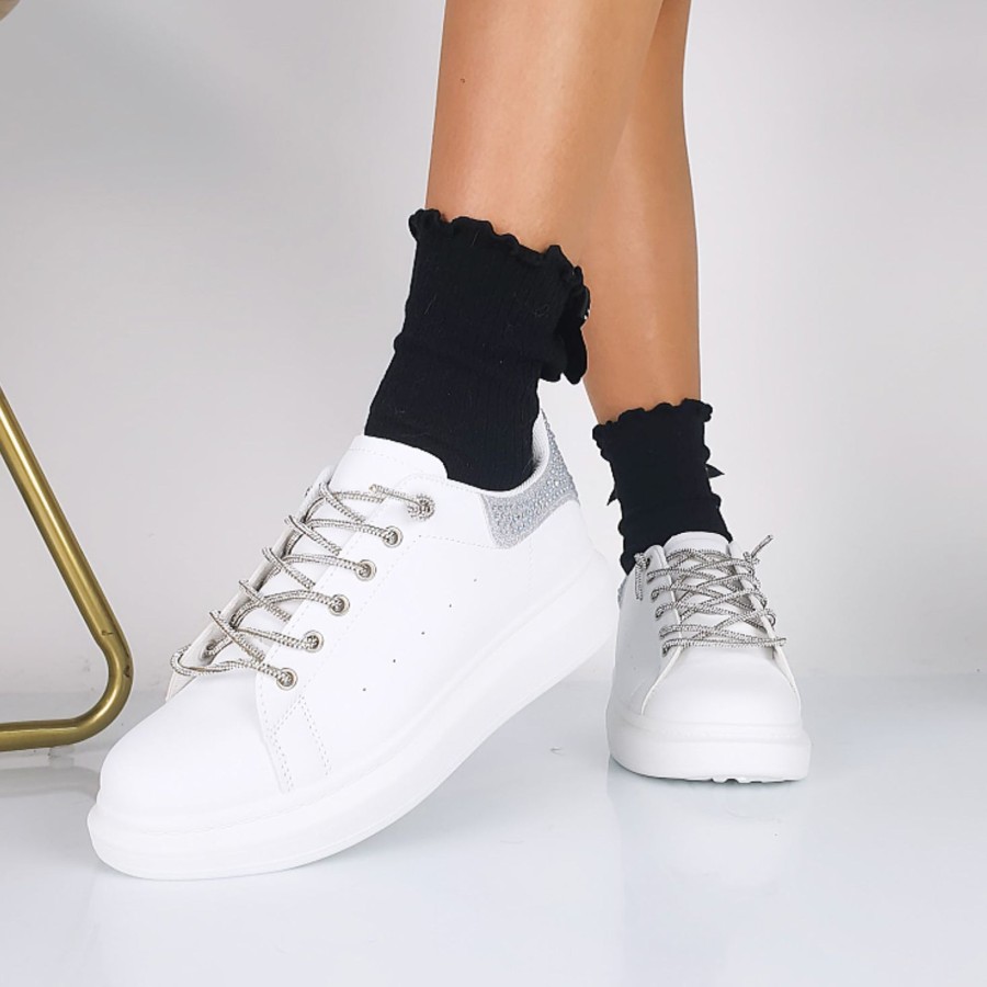 Donna DORATON Srl | Ulla - Sneakers Donna Lacci Elasticizzati Argento