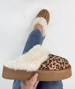 Donna DORATON Srl | Heidi - Ciabattine Donna Invernali Con Ecopelliccia Leopard