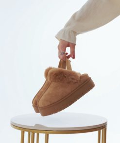 Donna DORATON Srl | Martine - Ciabatte Con Elastico Ed Eco Pelliccia Camel