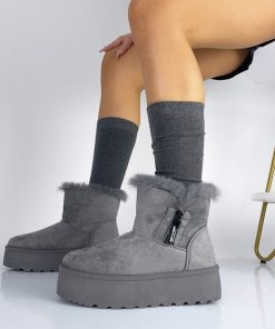 Donna DORATON Srl | Majken - Stivaletti Donna Invernali Con Ecopelliccia Grigio