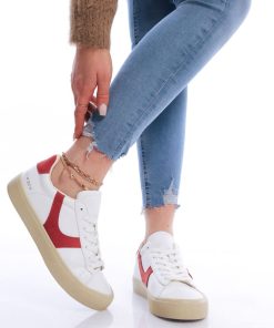 Donna DORATON Srl | Kimberlee - Sneakers Donna Tempo Libero Bianco/Rosso