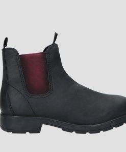 Uomo DORATON Srl | Derek - Polacchini Uomo In Vera Pelle Con Elastico Nero/Bordeaux