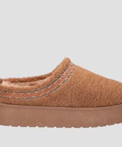 Donna DORATON Srl | Smilla - Ciabattine Invernali Donna Ecopelliccia E Platform Camel