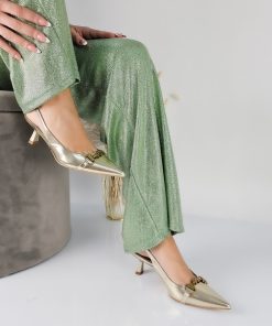 Donna DORATON Srl | Rue - Decollette Slingback Con Morsetto Oro