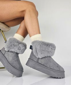 Donna DORATON Srl | Star - Stivaletti Invernali Donna Con Ecopelliccia Grigio