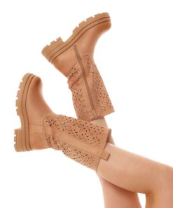 Donna DORATON Srl | Sweet Shoes - Stivali Bikers Donna Traforati Khaki