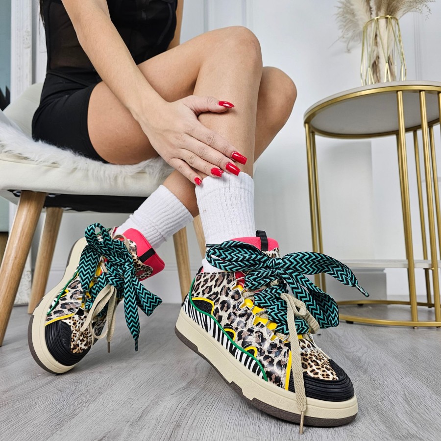 Donna DORATON Srl | Evangeline - Sneakers Donna Con Fiocco Leopard