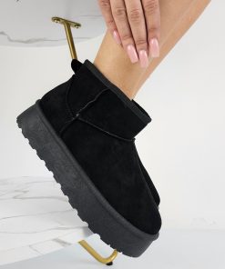 Donna DORATON Srl | Sondra - Stivaletti Platform Donna Invernali Con Ecopelliccia Nero