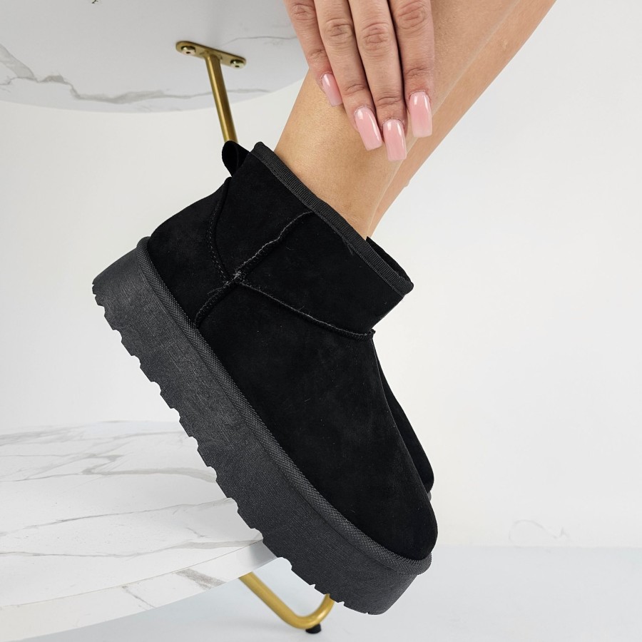 Donna DORATON Srl | Sondra - Stivaletti Platform Donna Invernali Con Ecopelliccia Nero