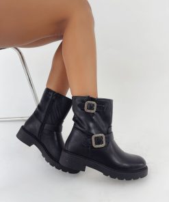 Donna DORATON Srl | Keira - Stivaletti Biker Donna Tacco 4 Cm Nero