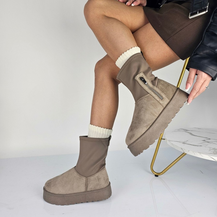 Donna DORATON Srl | Lana - Stivaletti Donna Invernali Con Ecopelliccia Khaki