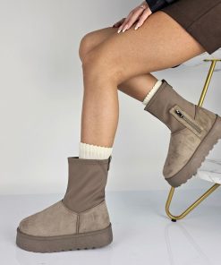 Donna DORATON Srl | Lana - Stivaletti Donna Invernali Con Ecopelliccia Khaki