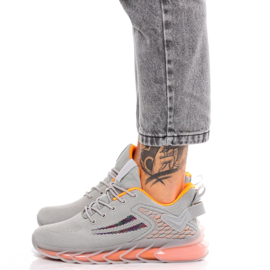 Uomo DORATON Srl | Sebastian - Sneakers Uomo Sportive Grigio/Arancio