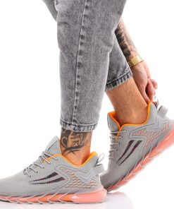 Uomo DORATON Srl | Sebastian - Sneakers Uomo Sportive Grigio/Arancio