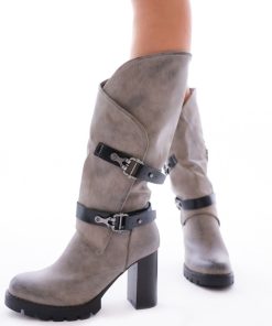 Donna DORATON Srl | Foreverfolie - Stivali Donna Con Taglio Diagonale Tacco 8.5 Cm Grigio