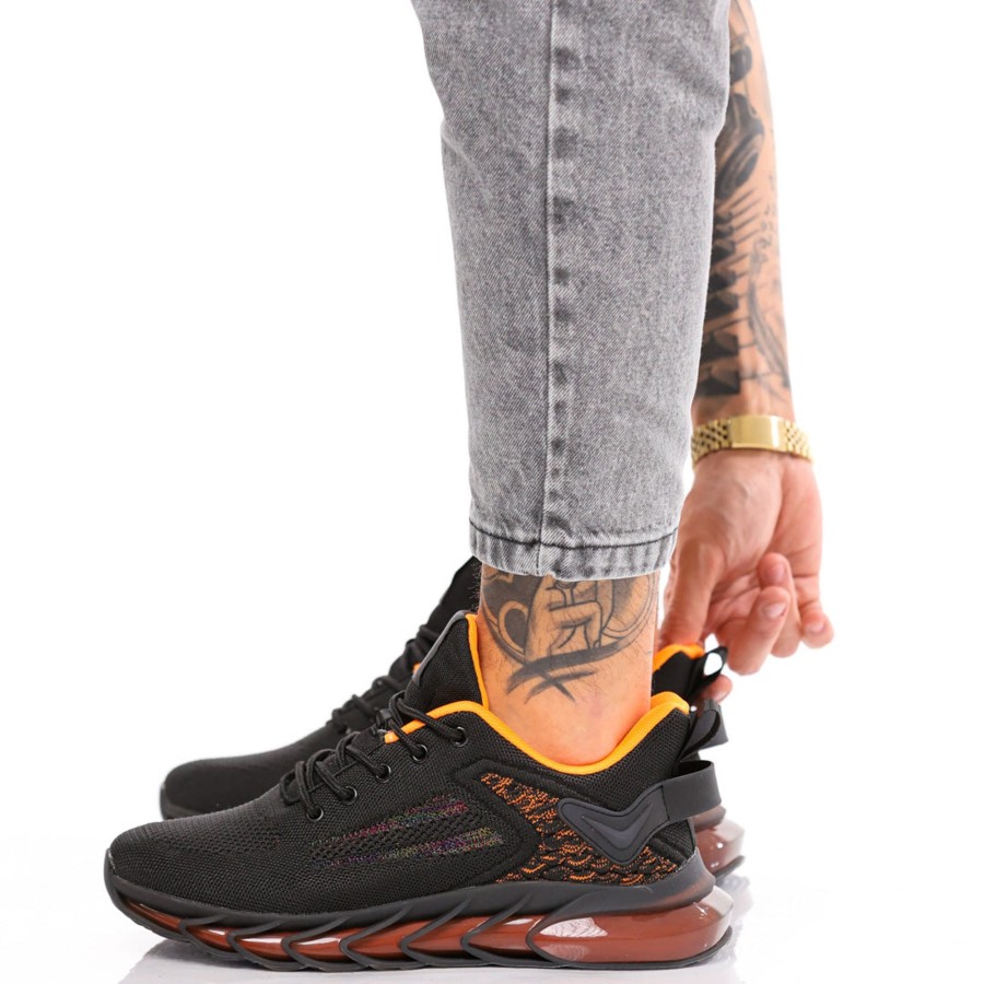 Uomo DORATON Srl | Sebastian - Sneakers Uomo Sportive Nero/Arancio