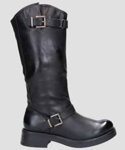 Donna DORATON Srl | Angy - Stivali Bikers In Ecopelle Con Tacco 4.5 Cm Nero