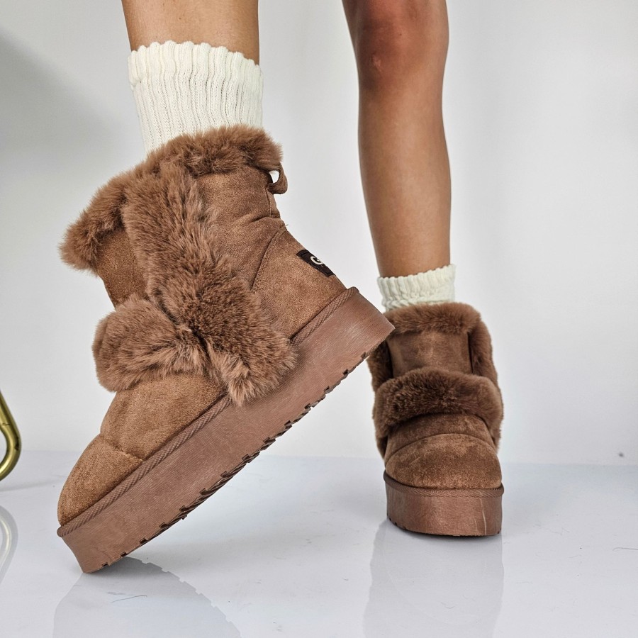 Donna DORATON Srl | Ebba - Stivaletti Donna Caldi Invernali Con Ecopelliccia Camel