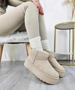 Donna DORATON Srl | Sondra - Stivaletti Platform Donna Invernali Con Ecopelliccia Beige