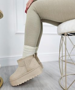 Donna DORATON Srl | Sondra - Stivaletti Platform Donna Invernali Con Ecopelliccia Beige