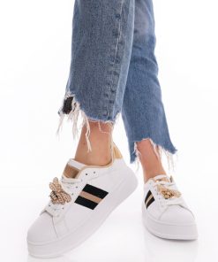 Donna DORATON Srl | Georgia - Sneakers Donna Tempo Libero Bianco/Champagne