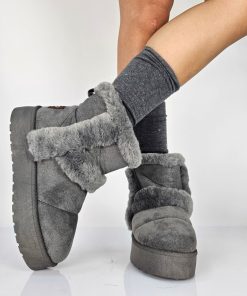 Donna DORATON Srl | Ebba - Stivaletti Donna Caldi Invernali Con Ecopelliccia Grigio