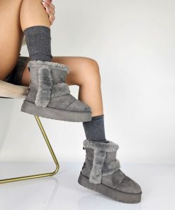 Donna DORATON Srl | Ebba - Stivaletti Donna Caldi Invernali Con Ecopelliccia Grigio