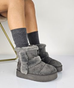 Donna DORATON Srl | Ebba - Stivaletti Donna Caldi Invernali Con Ecopelliccia Grigio