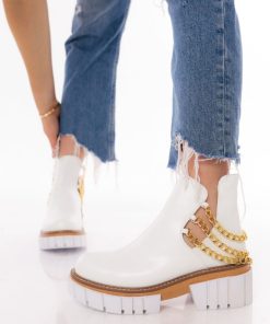 Donna DORATON Srl | Mellisa - Stivaletti Donna Platform Con Catena Bianco