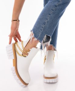 Donna DORATON Srl | Mellisa - Stivaletti Donna Platform Con Catena Bianco