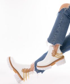 Donna DORATON Srl | Mellisa - Stivaletti Donna Platform Con Catena Bianco