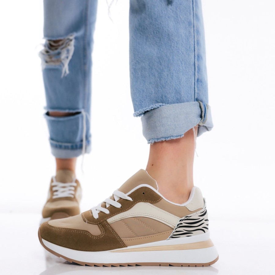 Donna DORATON Srl | Gavina - Sneakers Donna Con Riporto Animalier Khaki