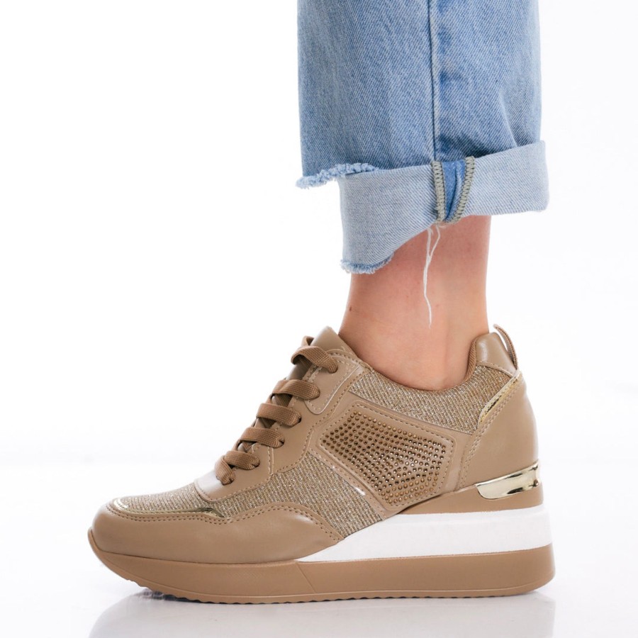 Donna DORATON Srl | Elais - Sneakers Donna Con Zeppa Khaki