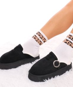 Donna DORATON Srl | Vicky - Ciabattine Invernali Platform Con Ecopelliccia Nero