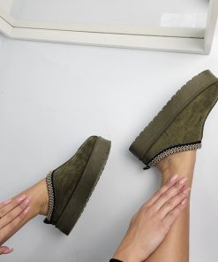 Donna DORATON Srl | Noelle - Ciabatte Platform Con Ecopelliccia Verde