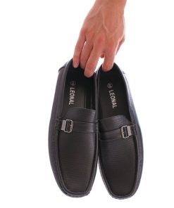 Uomo DORATON Srl | Leonal - Mocassino Uomo Con Fibbia Nero